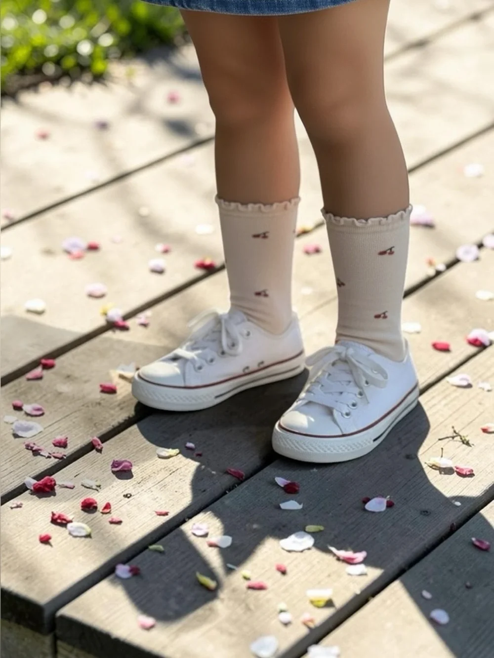 Cute Cherry Pattern Kids Socks - soft cream - Picture 3 of 12